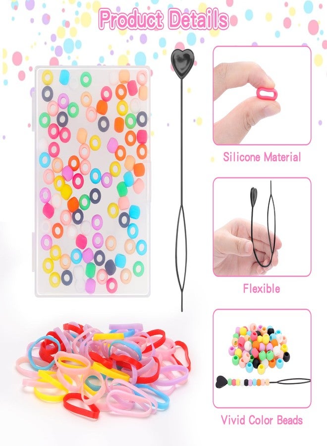 Dalycro 5mm Silicone Hair Beads for Kids Girls Braids 100PCS Washable Hair Beads 10 Colors Perfect for Girls Braids Accessories Decoration Kids Crafts (Small-100P) - Image 3